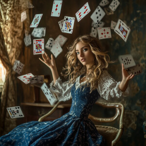 (playing cards:1.2), magic, magician,(1girl:1.3) posing, playing...