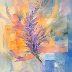 a lavender flower depicted in mathematical abstraction, in a liv...