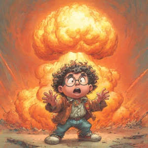 **Adam Bomb** - A Garbage Pail Kid with a mushroom cloud explosi...