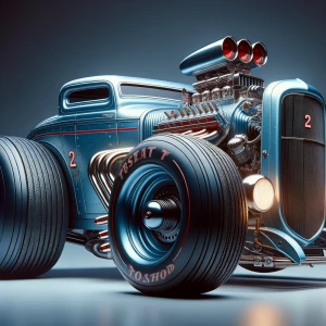 Generate a 3D image of a Volkswagen funny car with exaggerated p...