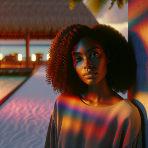 3-D image of a beautiful LIGHT SKIN, African-American woman she...