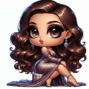 chibi big eyed hand drawn cartoon woman high resolution she’s cu...