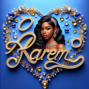 VCraft a 3-D image showcasing the name 'KAREN' in a luxurious go...