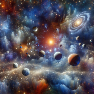 3D painting with a mysterious three-dimensional reality. Space p...