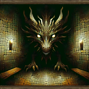 A detailed, intimidating dragon with glowing eyes and sharp scal...