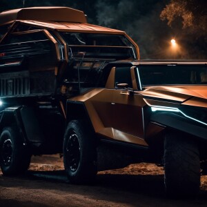 Create a design for a Cybertruck that features sharp, geometric...