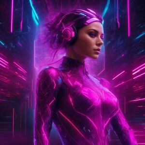 A dazzlingly vibrant magenta-hued satellite hacker, every aspect...