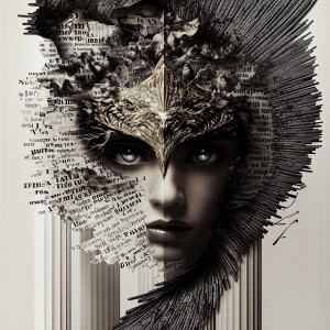 ethereal vector portrait, Athena emerges from a swirling spiral...