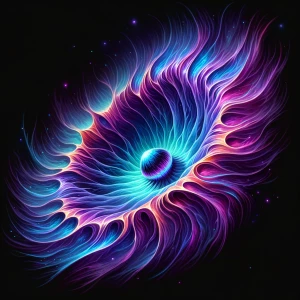 A mesmerizing pulsar pod, swirling in vibrant hues of neon purpl...