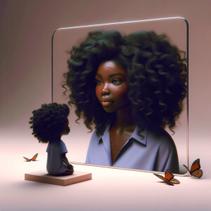 Create a 3-D realistic beautiful African-American women with th...