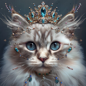 A cartoon. Beautiful cat, staring directly at the camera wearing...