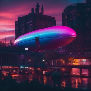 A neo-gothic brutalist futuristic cityscape at twilight with a h...