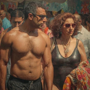 Photo hyperrealism, painting,a muscular beefy kashmiri son in la...