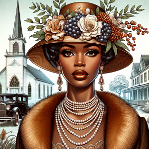 Create an image of an elegant African-American woman with a pois...