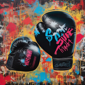 Design a pair of boxing gloves with the words 'SAME FIGHT DIFFER...