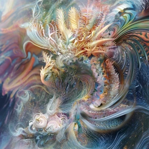 A shimmering, ethereal being, its form a dazzling mix of light a...