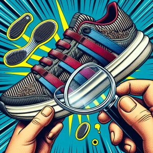Adidas sneaker with three stripes and comic book style hook and...