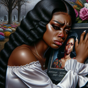 A beautiful light-skinned African-American woman with long wavy...