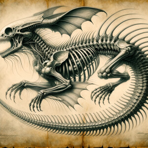 Extraterrestrial creature anatomical graphite illustration on bl...
