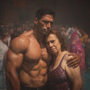 Full potrait Hyperrealism photo painting,a muscular beefy kashmi...