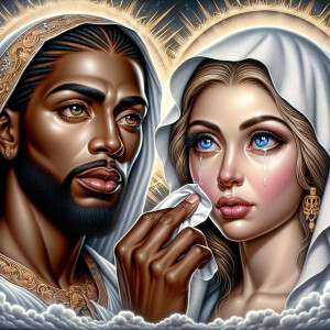 Ensure that the image distinctly represents both Jesus Christ an...
