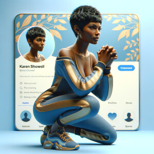 Create a 3D illustration of a realistic light skinned African-Am...