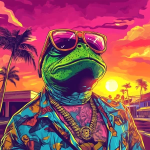 PEPE meme in a humorous digital illustration in the style of a G...
