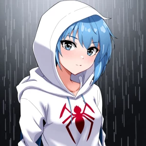 **Japanese anime-inspired art style, Spider-Gwen wearing a white...