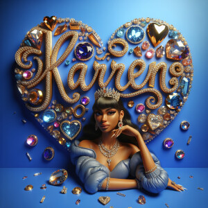 VCraft a 3-D image showcasing the name 'KAREN' in a luxurious go...