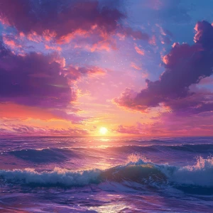 Create an image of a beautiful sunset over the ocean