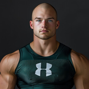 Create a man aged 24, image of a balding dark brown haired steel...