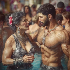 Hyperrealism,realistic art. a punjabi  villain  curvy mother in...