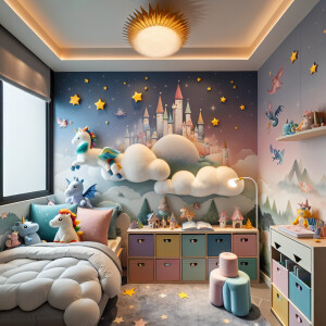 Фэнтезийные графические решения в детской комнате