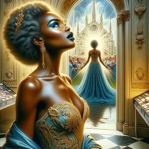 Create an airbrush oil painting of an African American woman wit...