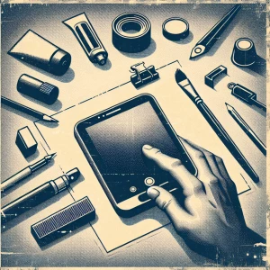 An Andy Warhol-inspired image of a modern smartphone, rendered w...