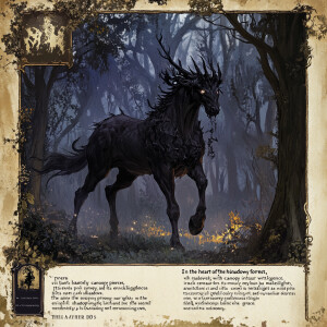 "In the heart of the shadowy forest, where light barely pierces...