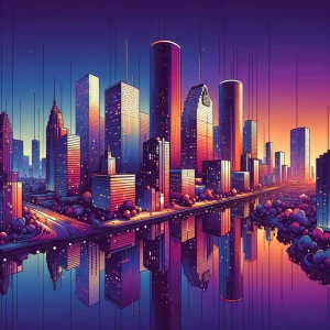 Create an image depicting the skyline of Houston, Texas, featuri...