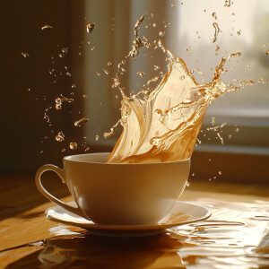 Super detailed image of pouring the tea or spilling the tea