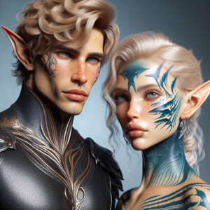 A tall elven man with a soft and angelic but masculine face, elf...