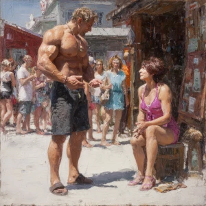Hyperrealism photo painting,a muscular beefy russian man standin...