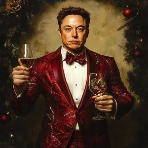 Elon Musk as Iron Man with Christmas style. I CAN TURN WATER TO...