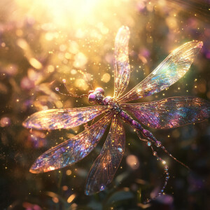 Quantum energy dragonfly fairy sparkling in the sun light