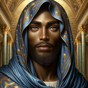 A hyper-realistic image of an African-American Jesus Christ, ser...