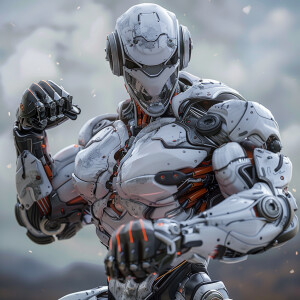 Cyborg's performing martial arts, HDR, masterpiece, ultra-detai...