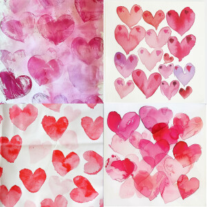 Make heart prints to use for a girls dress in big and small hear...