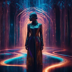 In the heart of a digital metropolis, an otherworldly virtual ar...