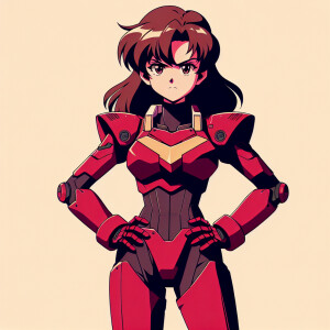 1990s anime screencap, asuka langley soryu wearing a red plugsui...