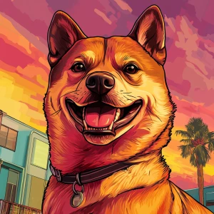 MEME DOGE in GTA art style — — in the style of a Grand Theft Au...