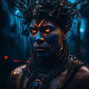 a high-resolution image of an evil macabre 🌽 with an humaniod b...