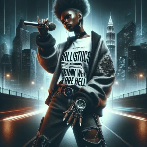 Design a rap album cover for "Ballistics of bells DRINK WHAT ARE...